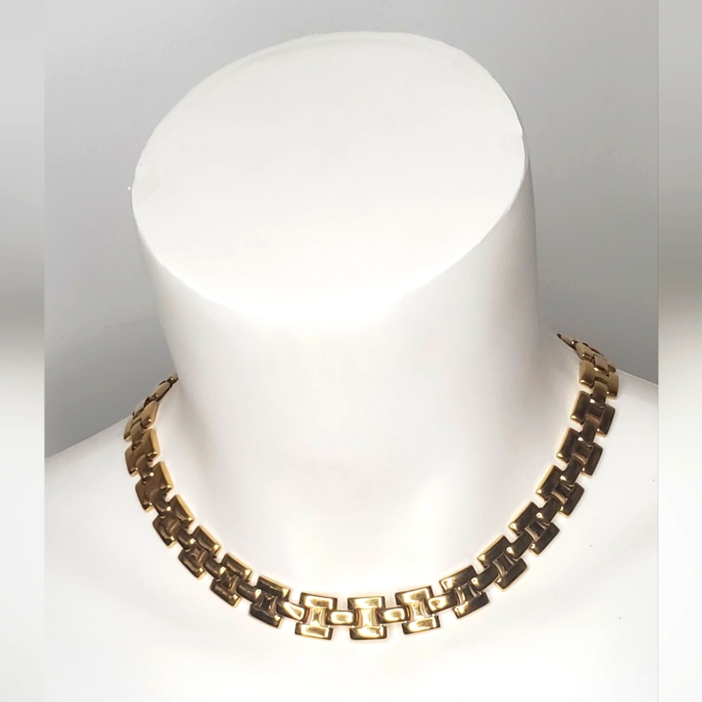 Givenchy 1980s Gold-tone Box Link Chain Necklace 22" Adjustable-Timeless Design - Picture 2 of 10